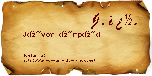 Jávor Árpád névjegykártya